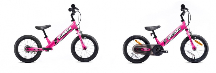 着脱式ペダル付き「ストライダー 14x」に新色のピンクが登場！ママでも簡単に自転車に変身