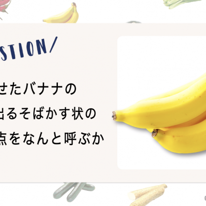 【野菜クイズ♯6】バナナの皮にできる“黒いそばかす”って一体なに？