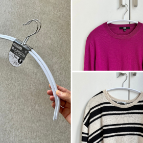キャンドゥの「肩がとがりにくいアーチハンガー」で春ニットの肩ポコ解消！【本日のお気に入り】