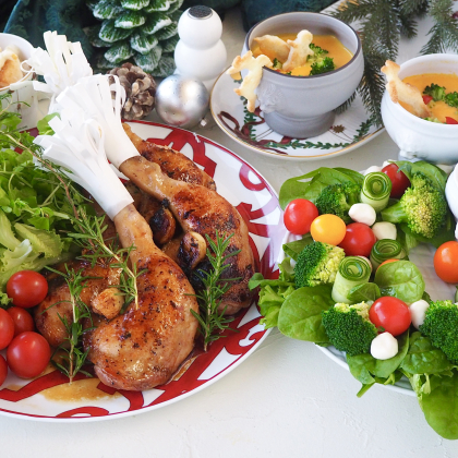 【12月のおすすめ献立】フライパンで作るローストチキンも！クリスマスご飯は華やか＆調理はシンプルに…あーぴん先生の季節のご飯
