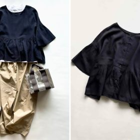 「ニコアンド」の黒ギャザーブラウス（5,500円）は一枚で「サマになる」オトナ仕様。羽織ものにも！【4ケタアイテムで叶えるオシャレ115】