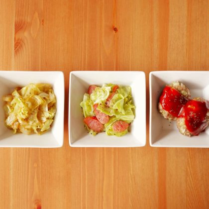 【京（みさと）さんのレンチンお弁当おかず】「キャベツ」で3品！簡単ハンバーグやごま和えも