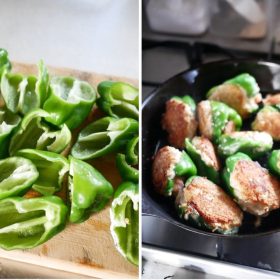 「ピーマンの肉詰め」ピーマンをこう切れば“小麦粉いらず”だった！【お米農家のヨメごはん】