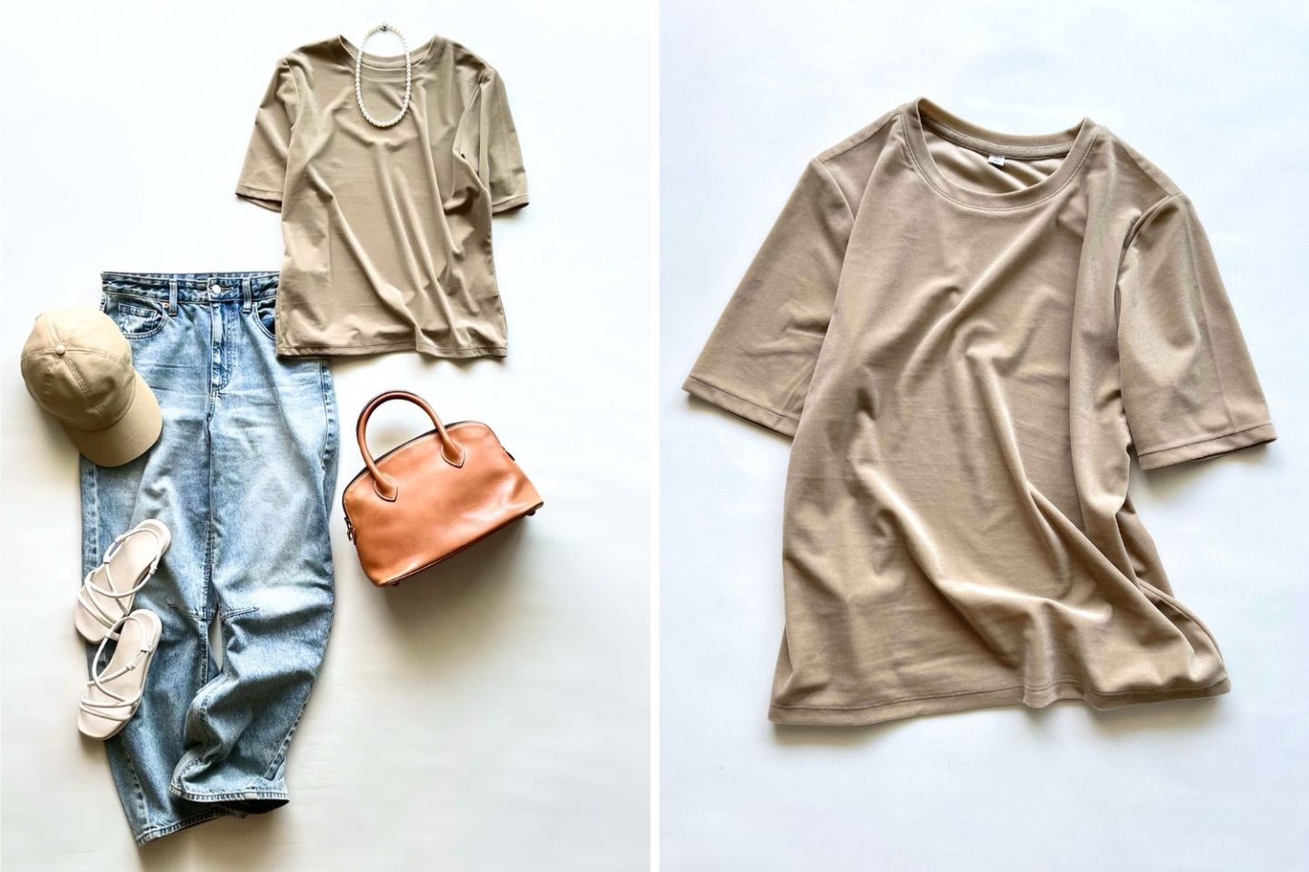 「GU」のシアーベロアTシャツ（1,290円）で、暑いけど“秋気分を少しだけ”【4ケタアイテムで叶えるオシャレvol.119】