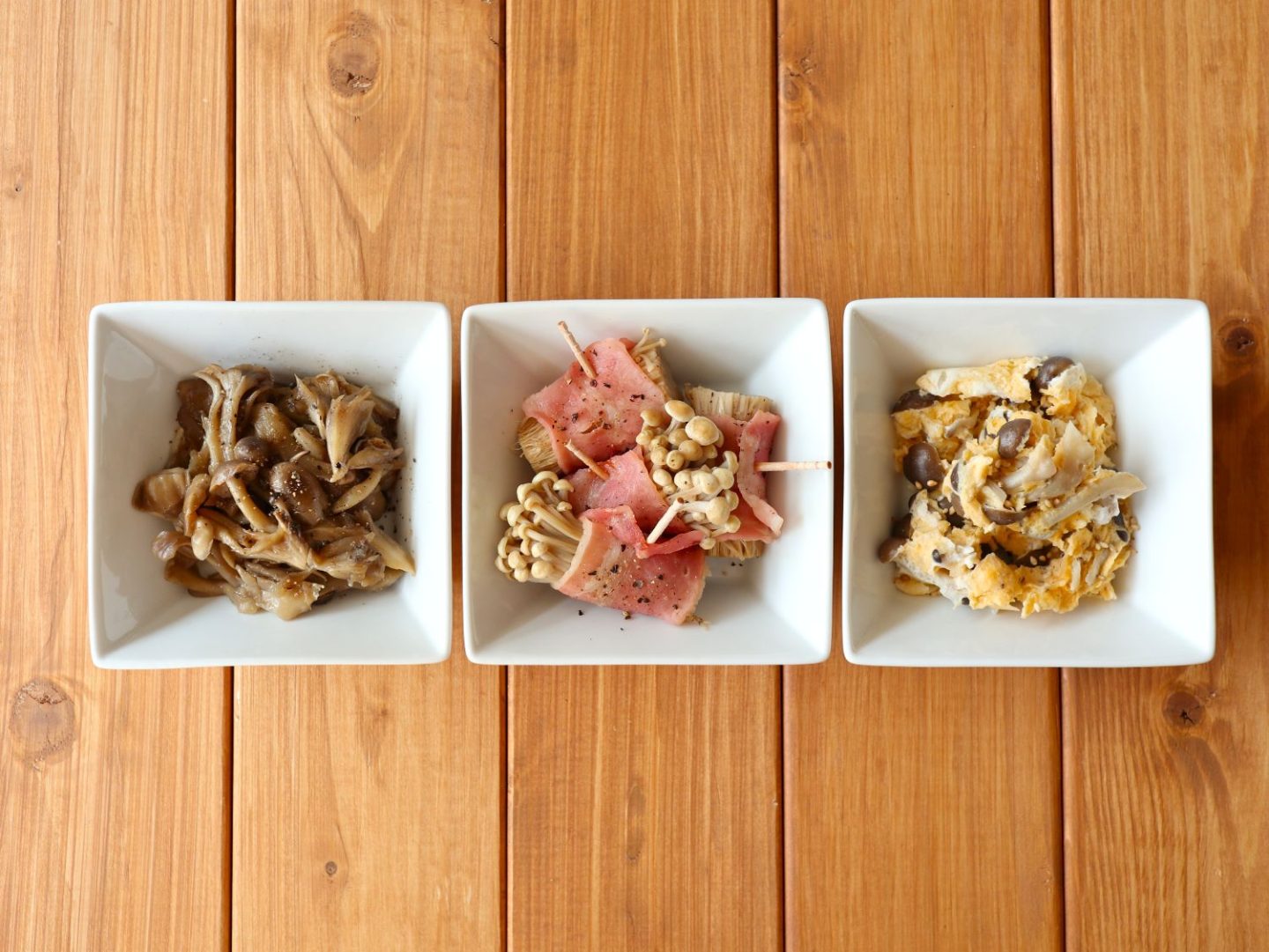 【京（みさと）さんのレンチンお弁当おかず】秋の味覚！「きのこ」でヘルシー＆簡単な3品