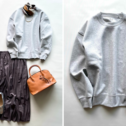 「ユニクロ：C」の“きれいめ”スウェット（3,990円）ならニット感覚で仕事服にも！【4ケタアイテムで叶えるオシャレvol.123】