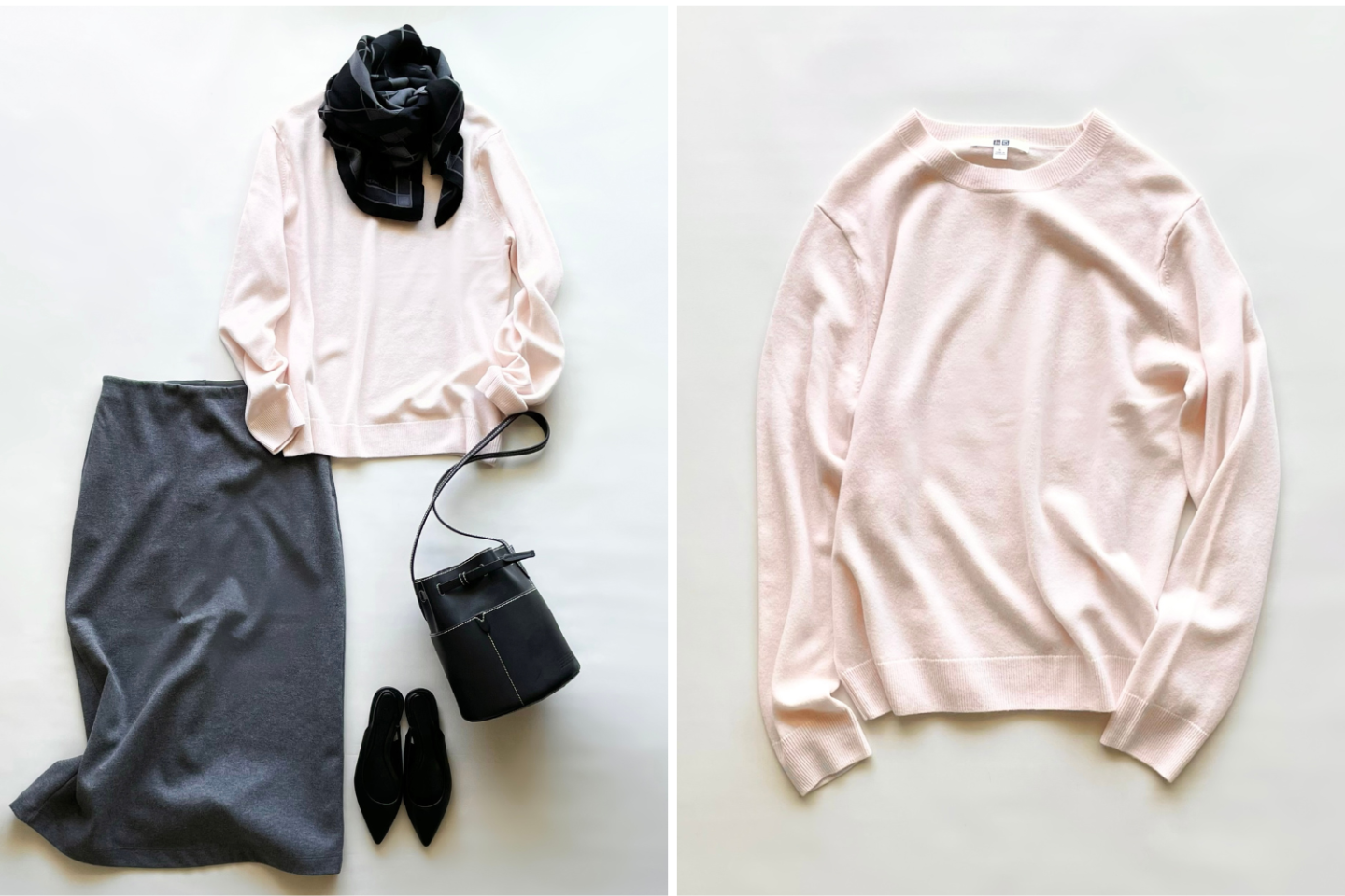 「ユニクロ」“ベビーピンク”のカシミアニット（9,990円）は大人の甘さ。やわらか＆華やか！【4ケタアイテムで叶えるオシャレvol.127】